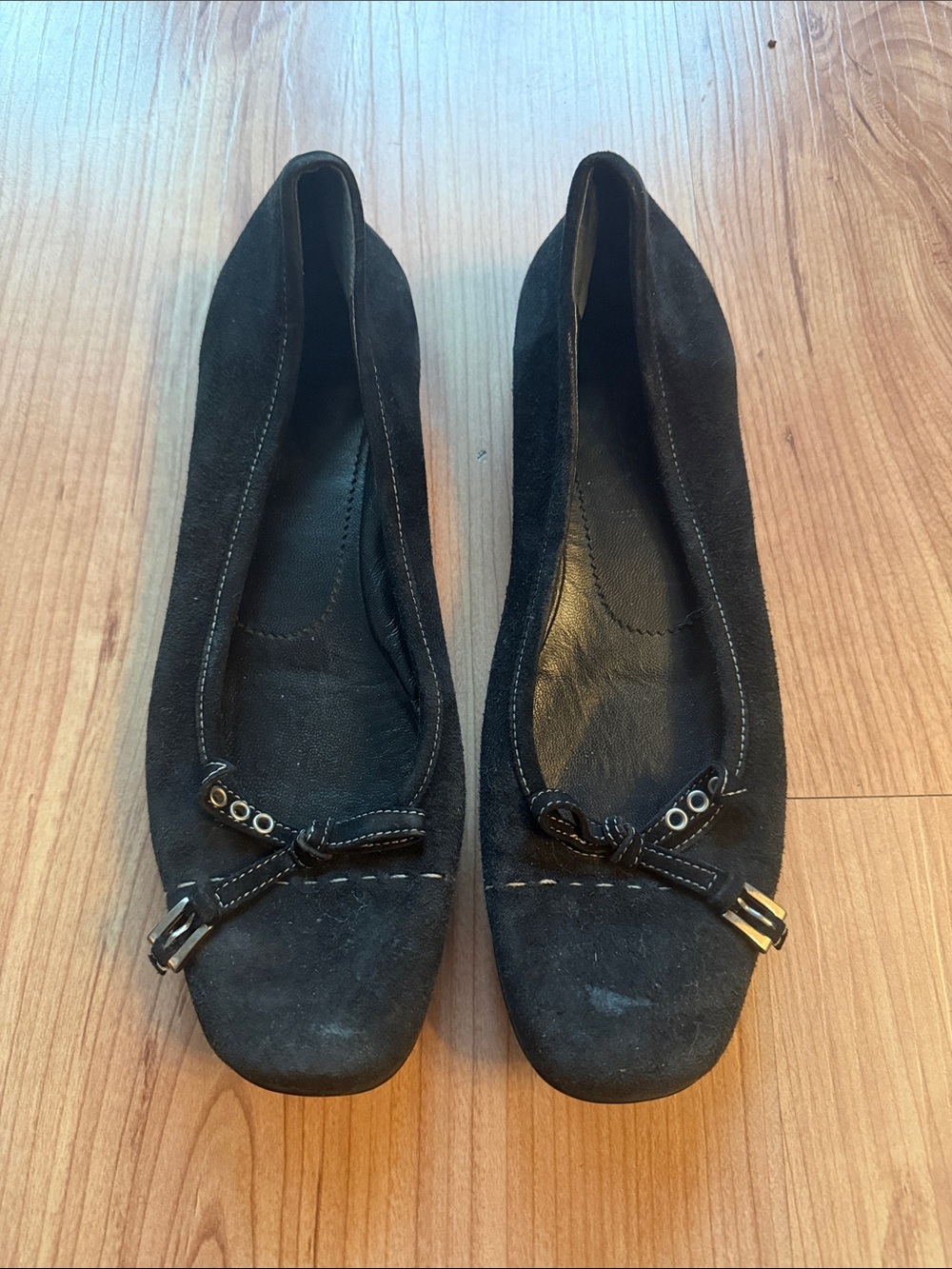 VINTAGE PRADA Black Suede Ballet Flats - Classic Slip-On Style